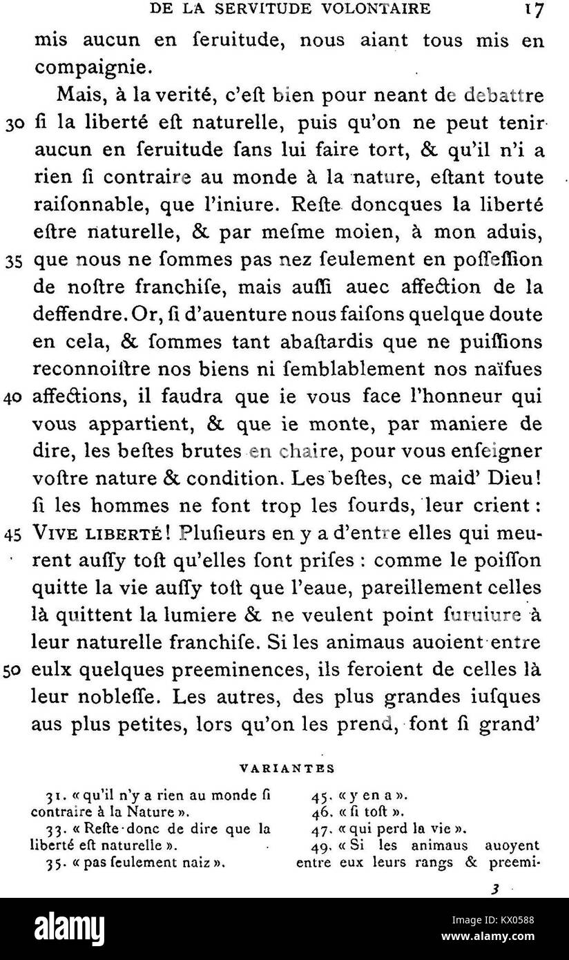 Le opere di la Boétie rimangono fondamentali nel comprendere la natura del potere politico, in particolare nel modo in cui gli individui si relazionano con l'autorità statale. I suoi scritti sostengono la libertà dalla tirannia e dai sistemi oppressivi. Foto Stock