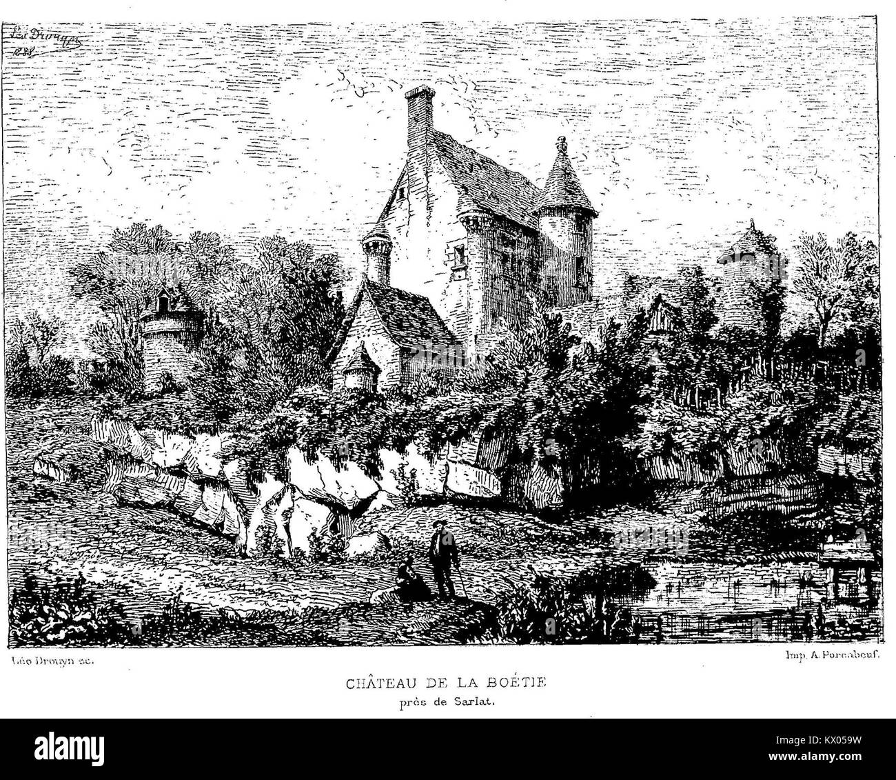 Pagina o passaggio dal lavoro di la Boétie, che illustra le discussioni dell'era rinascimentale sulla libertà, il potere e la governance sociale. Foto Stock