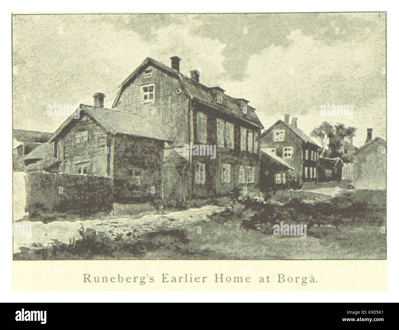 Questa immagine si riferisce a una rappresentazione della precedente casa di Runeberg a Porvoo, in Finlandia, come mostrato nella pubblicazione del 1894 "Mechelin". La casa è un importante punto di riferimento storico collegato al patrimonio letterario finlandese. Foto Stock Questa immagine si riferisce a una rappresentazione della precedente casa di Runeberg a Porvoo, in Finlandia, come mostrato nella pubblicazione del 1894 "Mechelin". La casa è un importante punto di riferimento storico collegato al patrimonio letterario finlandese. Foto Stock