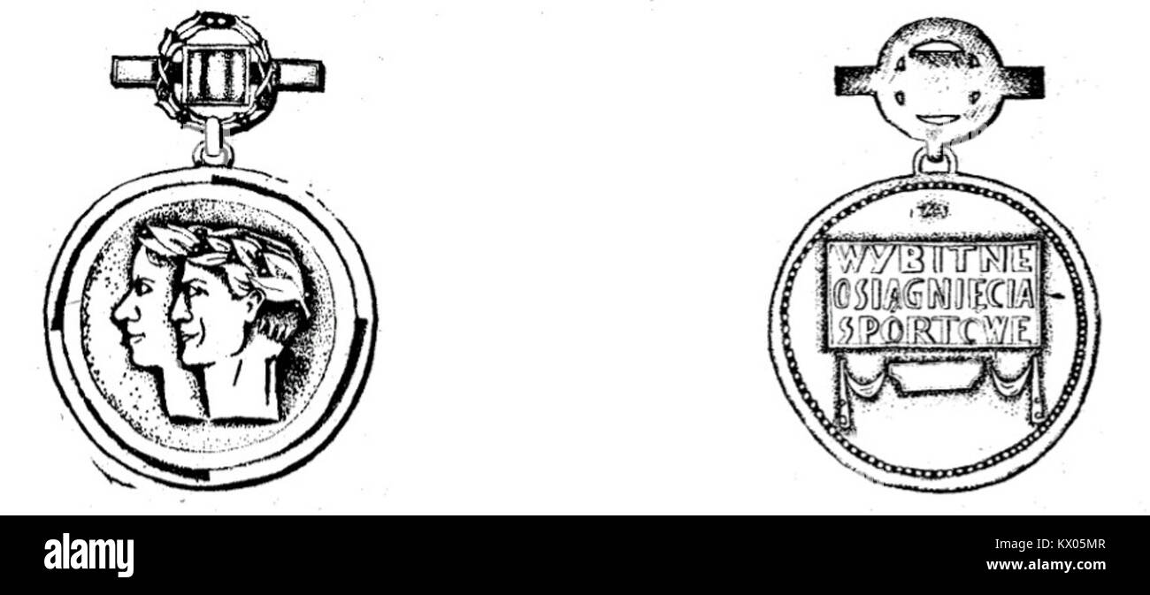 La *Medal za Wybitne Osiągnięcia Sportowe* (Medal for Outstanding Sports Achievements) è un premio polacco che riconosce contributi significativi allo sport. Onora gli atleti per i loro risultati eccezionali nei rispettivi campi. Foto Stock