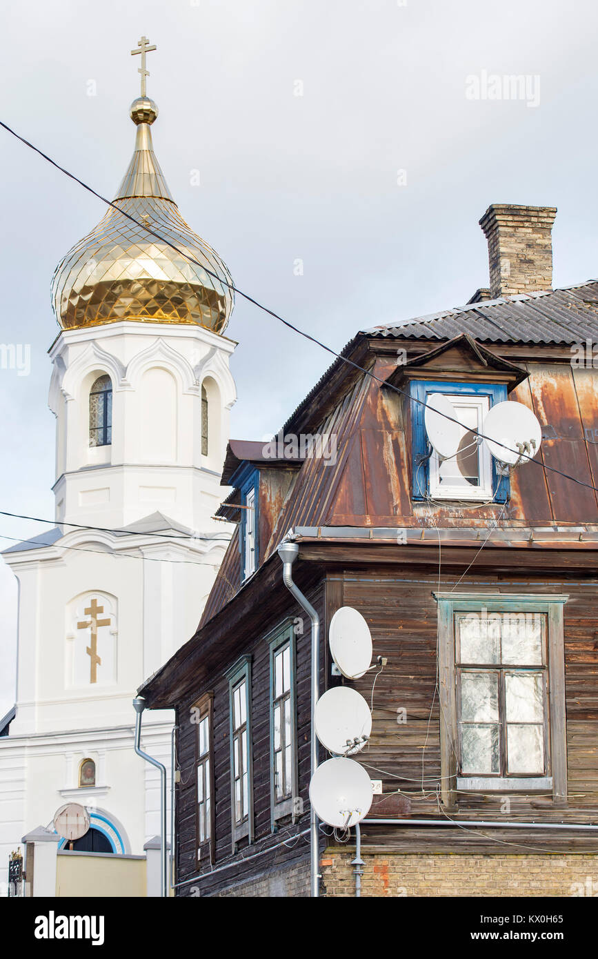 Chiesa russa ortodossa in inverno Foto Stock