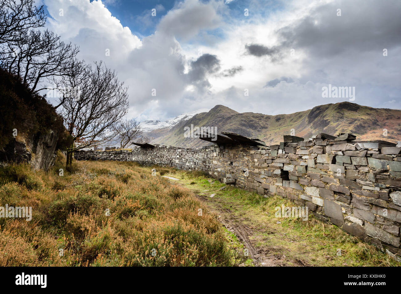 Il vecchio edificio abbandonato, Dinorwig cava di ardesia, Snowdonia, Wales UK Foto Stock