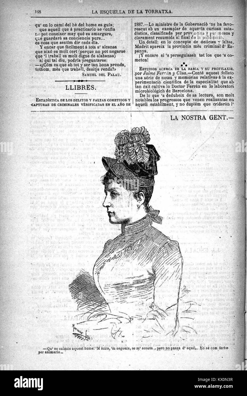Questo numero di "l'Esquella de la Torratxa" del 17 marzo 1888 presenta satira politica e commenti, che riflettono il discorso sociale e culturale nella Catalogna del XIX secolo. Foto Stock