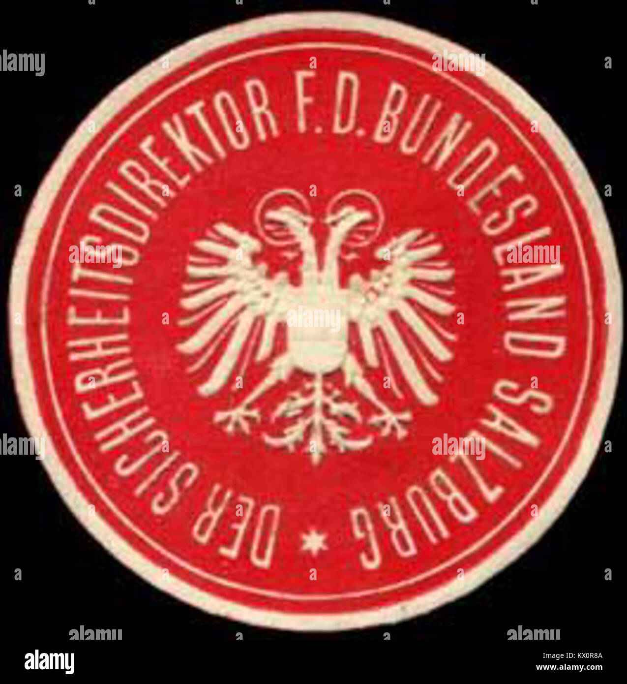 Siegelmarke Der Sicherheitsdirektor für das Land Salzburg W0261105 Foto Stock