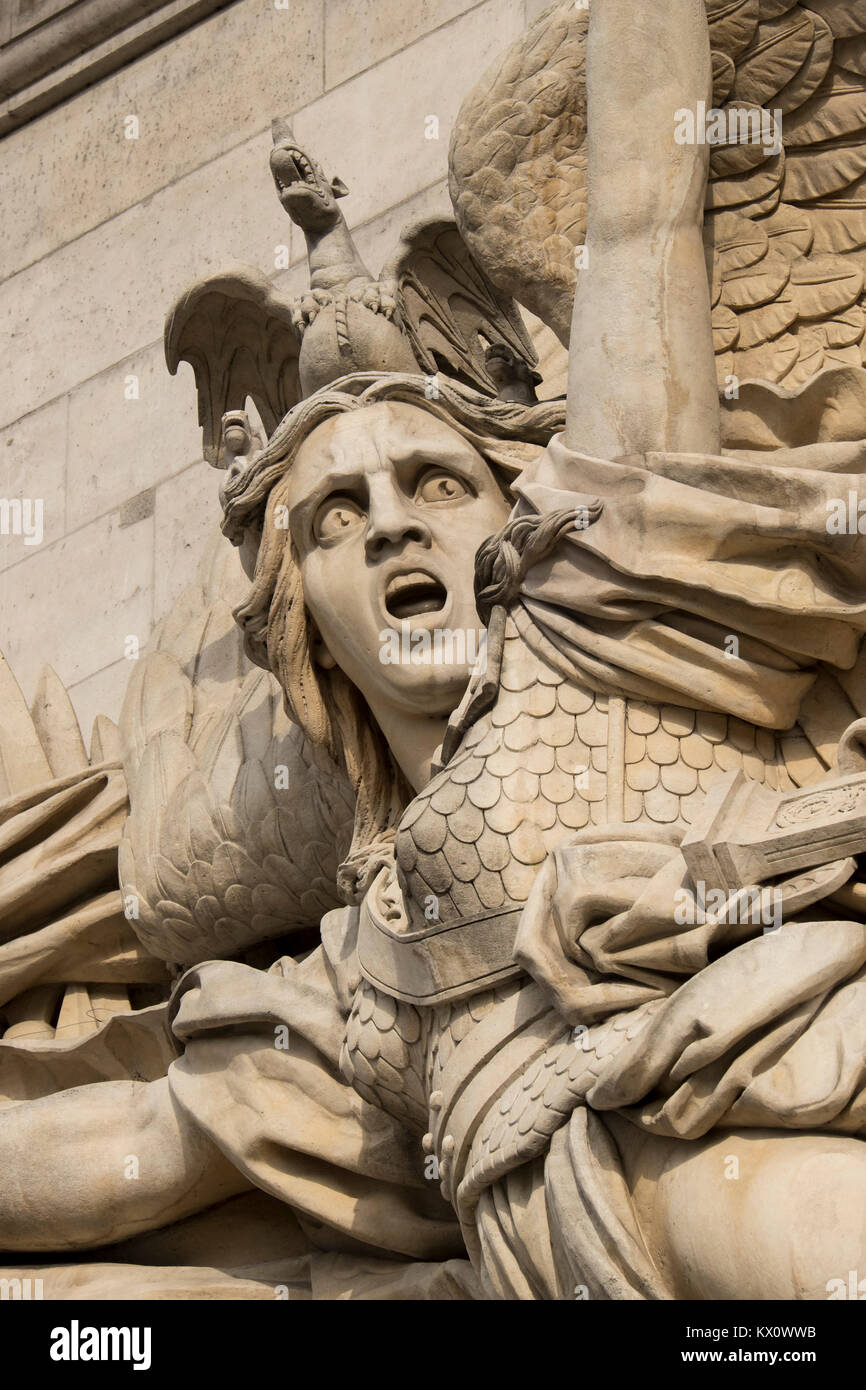 Le Marsaillaise da Francois rude, noto anche come "libertà", è sul lato ne l'Arco di Trionfo, Parigi, Francia Foto Stock