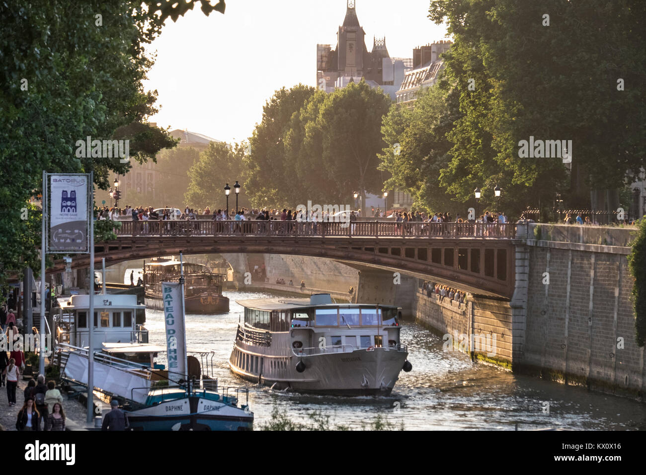 Francia, Parigi (75), Pont au Double collegando Ile de al Cite con la riva sinistra. Foto Stock