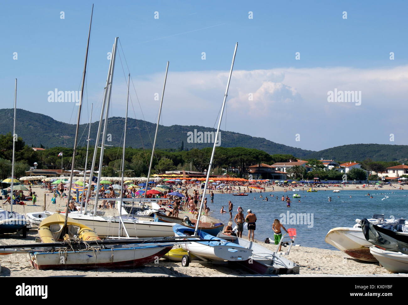 La spiaggia di Marina di Campo, Elba, Italia Foto Stock