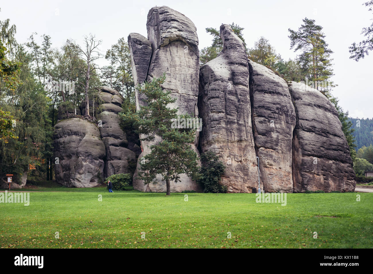 Formazione di rocce in riserva naturale nazionale Adrspach-Teplice rocce vicino Adrspach villaggio nel nord-est della regione della Boemia, Repubblica Ceca Foto Stock