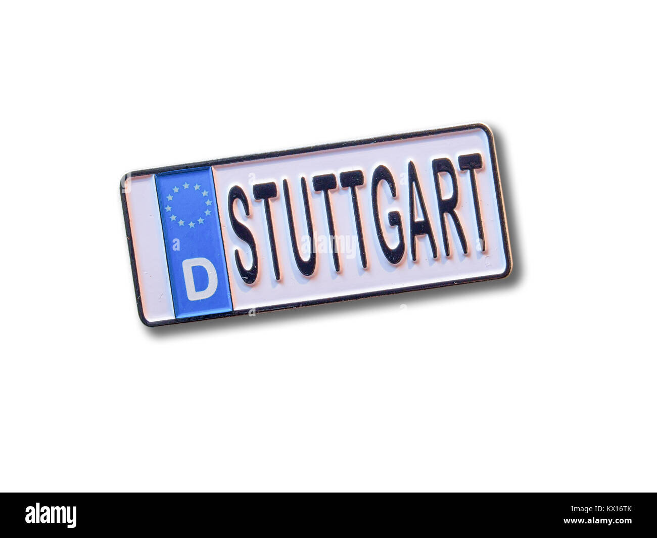 Stoccarda (Germania) souvenir magnete da frigorifero isolati su sfondo bianco Foto Stock