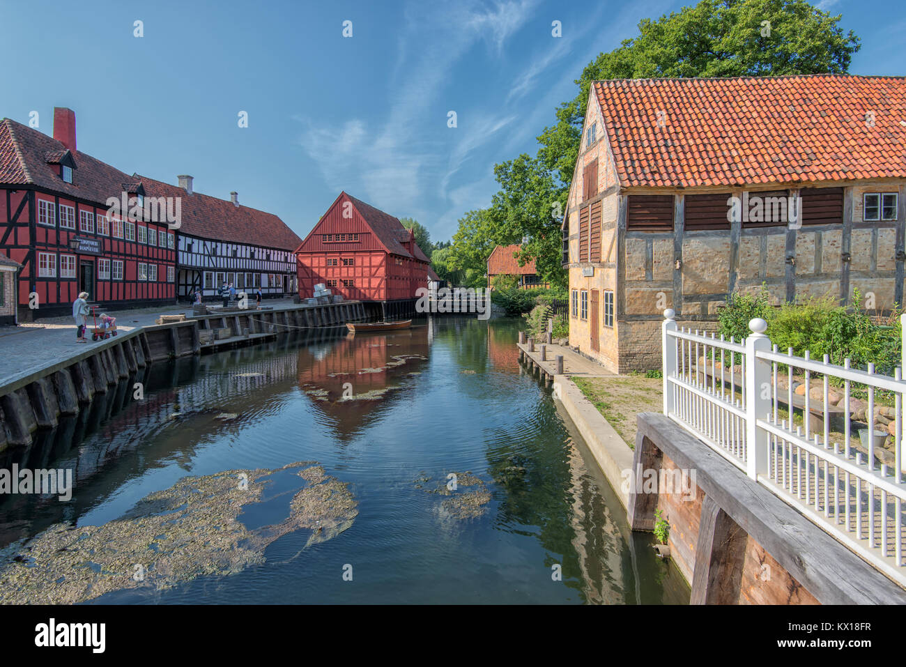 La Città Vecchia di Aarhus è popolare tra i turisti come si visualizza tradizionale architettura Danese dal XVI secolo al XIX secolo. Foto Stock