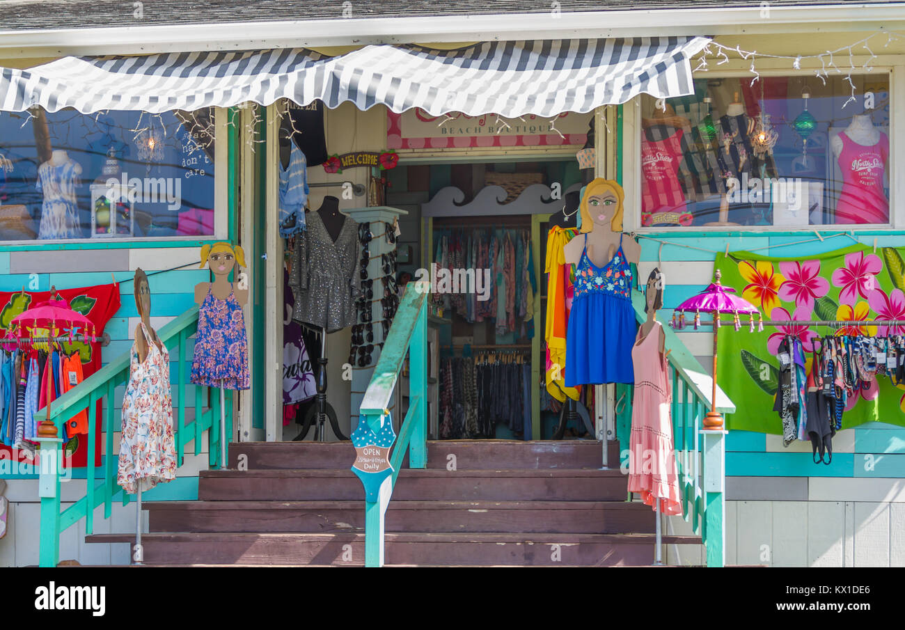 Funky negozio di abbigliamento in Haleiwa Hawaii Foto Stock