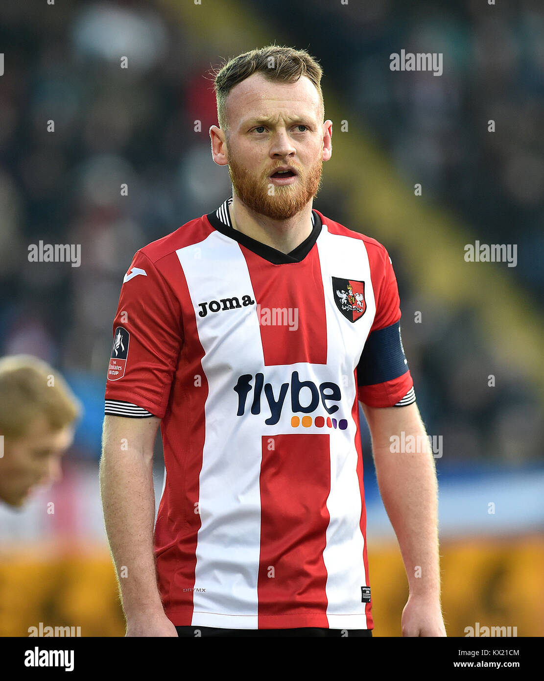 Exeter City's Jake Taylor durante la FA Cup, terzo round corrispondono a St James Park, Exeter. Stampa foto di associazione. Picture Data: Sabato 6 gennaio 2018. Vedere PA storia SOCCER Exeter. Foto di credito dovrebbe leggere: Simon Galloway/filo PA. Restrizioni: solo uso editoriale nessun uso non autorizzato di audio, video, dati, calendari, club/campionato loghi o 'live' servizi. Online in corrispondenza uso limitato a 75 immagini, nessun video emulazione. Nessun uso in scommesse, giochi o un singolo giocatore/club/league pubblicazioni. Foto Stock