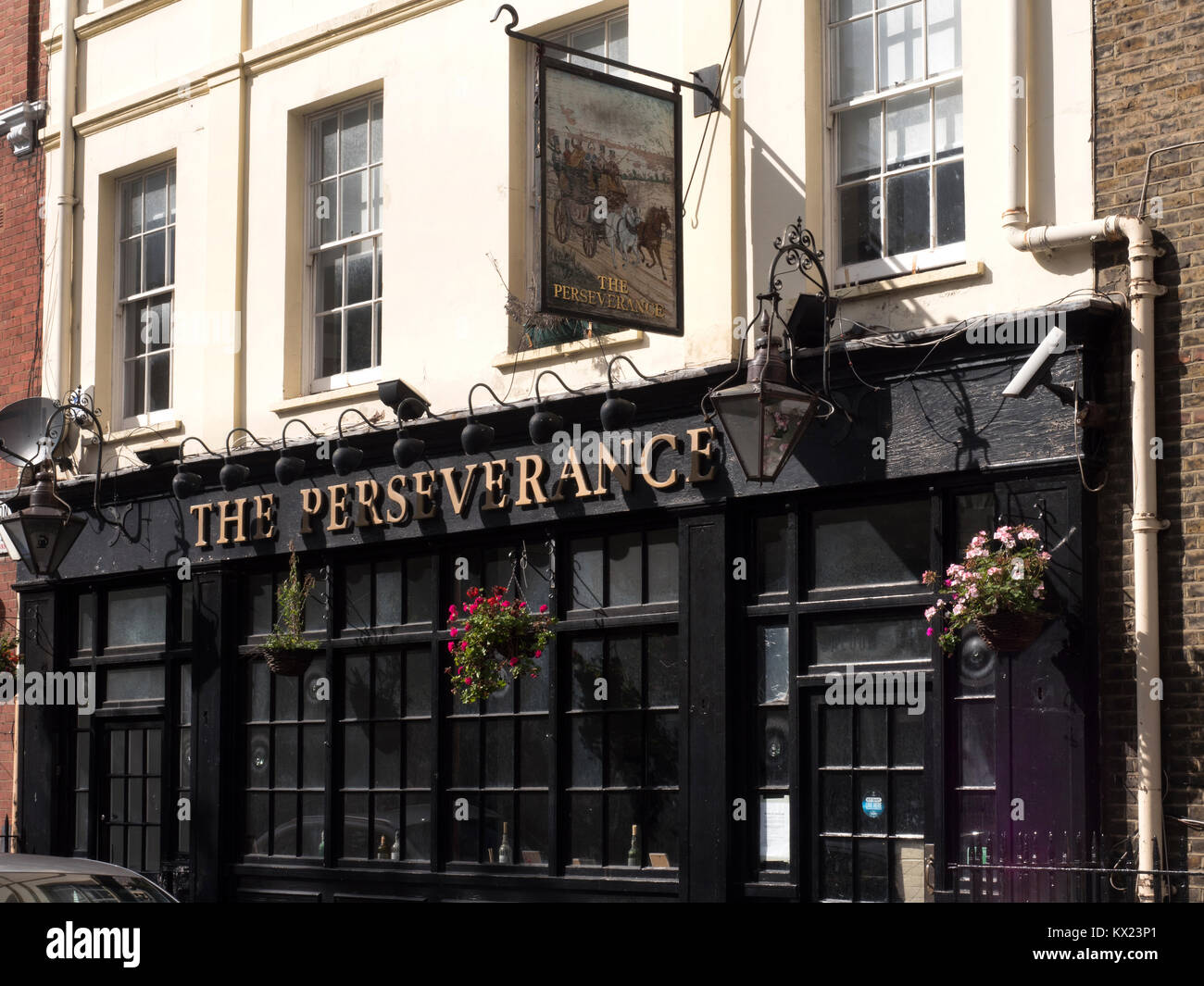 La perseveranza Public House, agnelli Conduit Street, Bloomsbury, London, England, Regno Unito Foto Stock