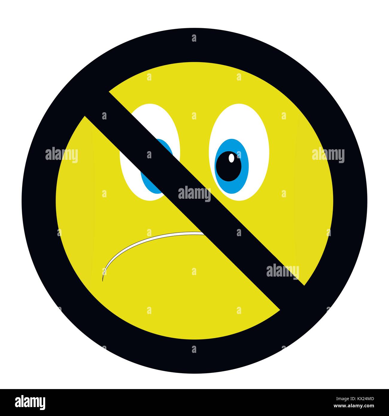 Nessun cattivo umore segno. Nessuna emozione negativa faccia, illustrazione vettoriale Illustrazione Vettoriale