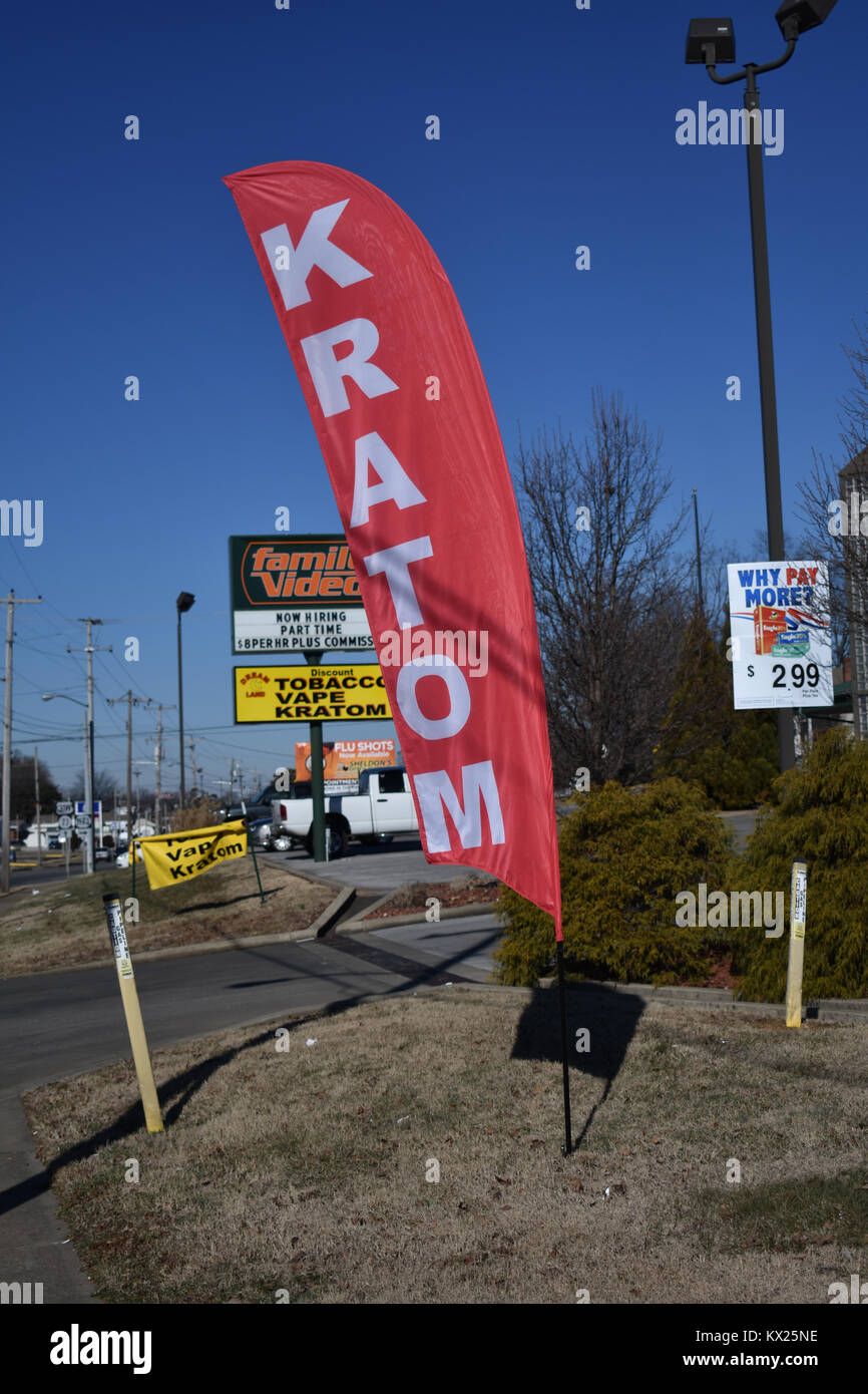 Local Kratom shop lungo il Kentucky / confine Tennessee. Kratom è legale in Kentucky, ma in Tennessee e il suo stato è meno chiara. Foto Stock