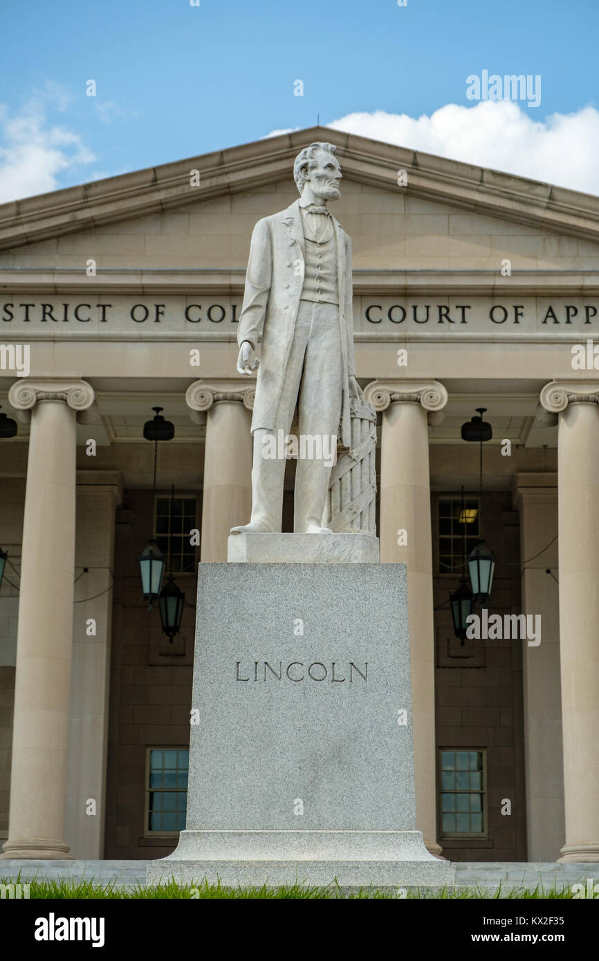 Abraham Lincoln statua, Distretto di Columbia corte di appello, 451 Indiana Avenue NW, Washington DC Foto Stock