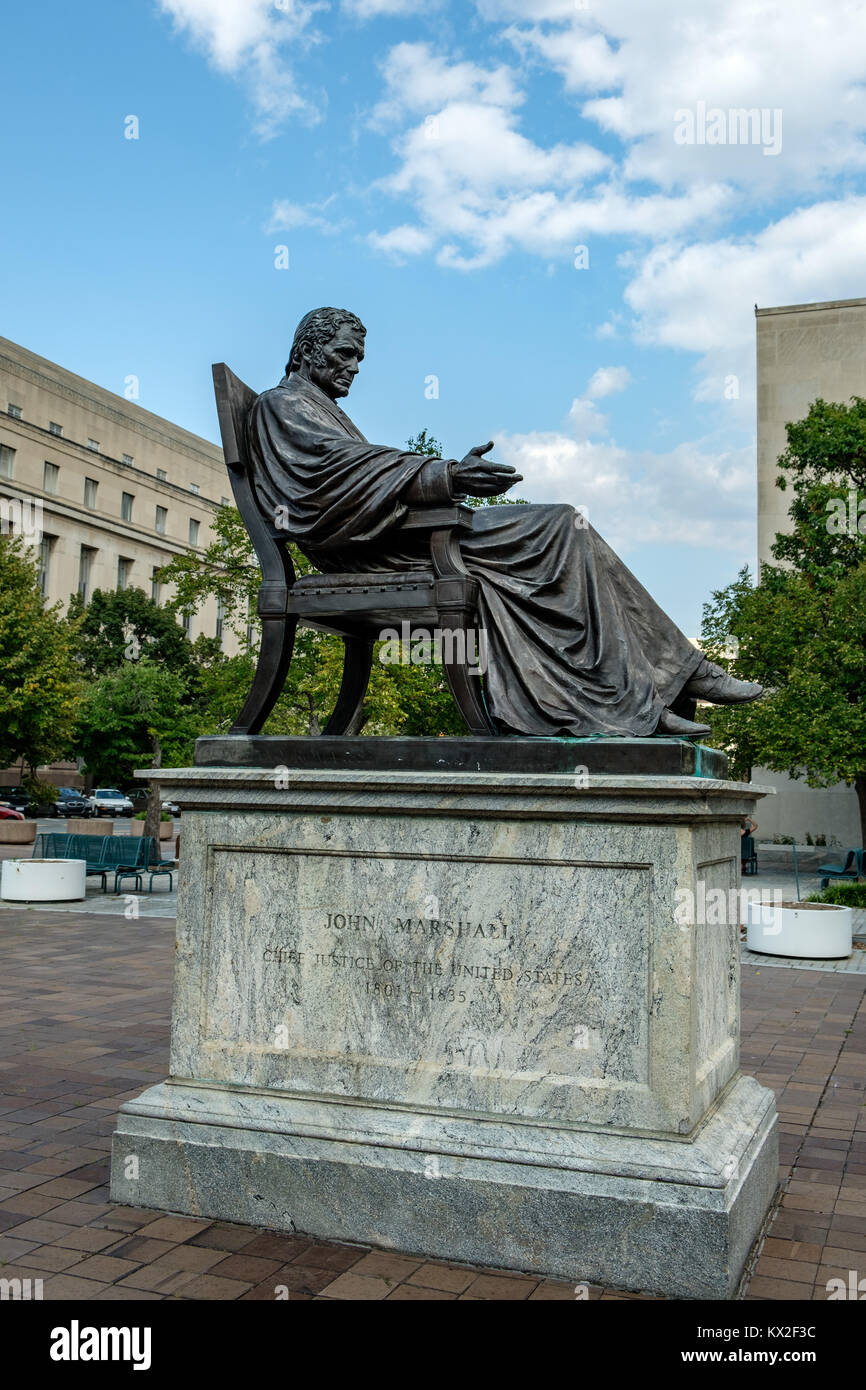 Chief Justice John Marshall, John Marshall Park, Magistratura Square, Washington DC Foto Stock