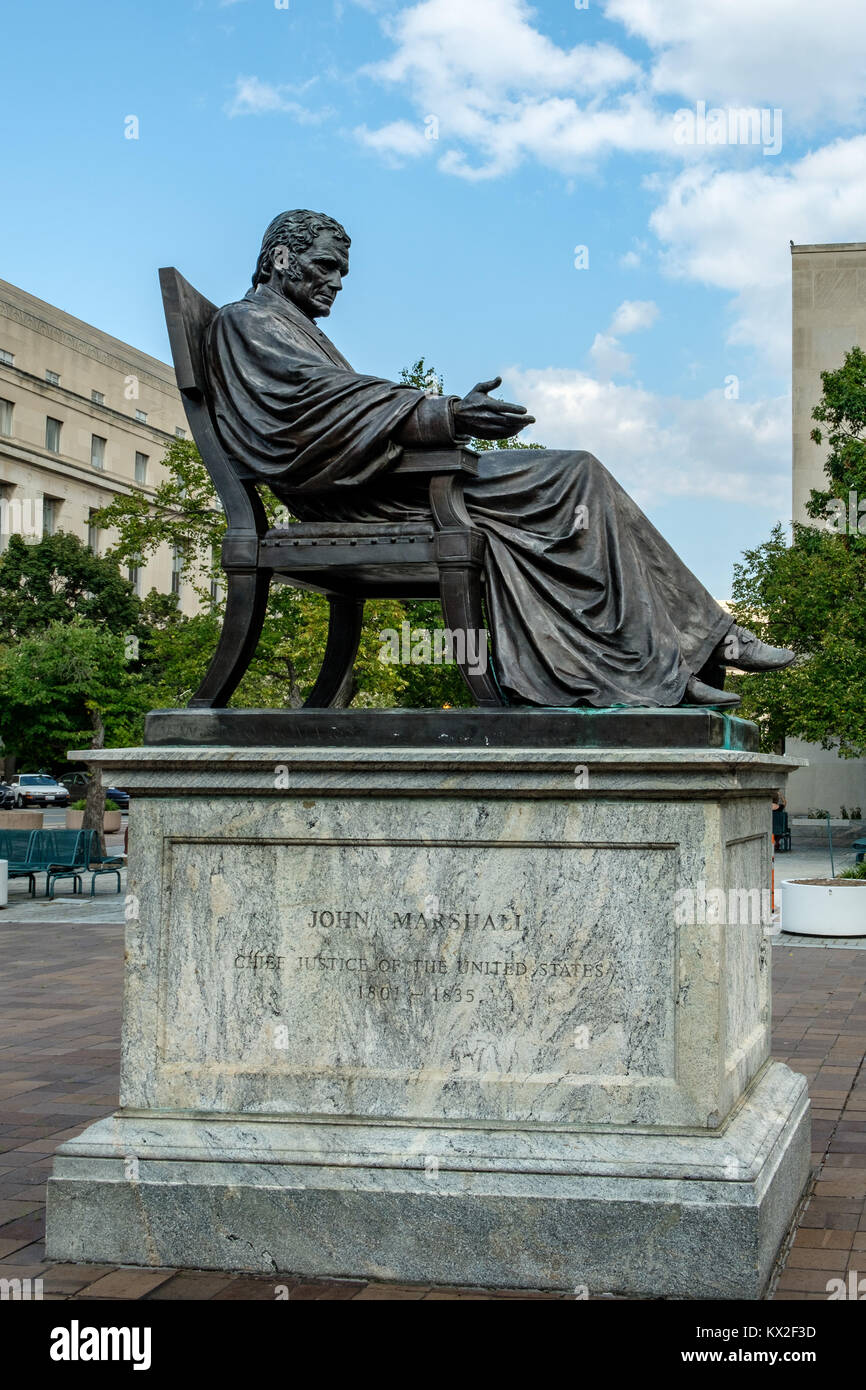 Chief Justice John Marshall, John Marshall Park, Magistratura Square, Washington DC Foto Stock