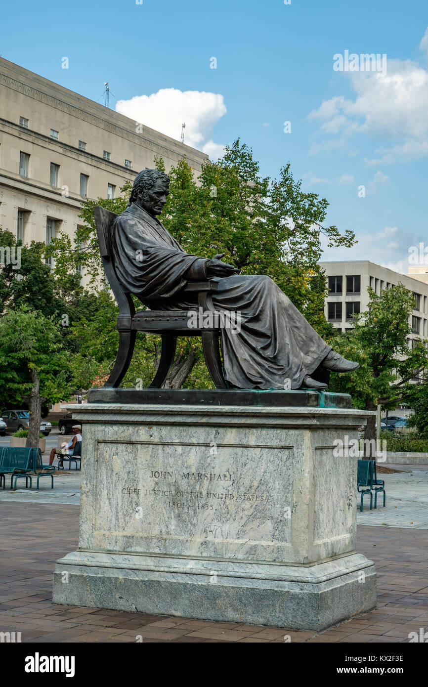 Chief Justice John Marshall, John Marshall Park, Magistratura Square, Washington DC Foto Stock