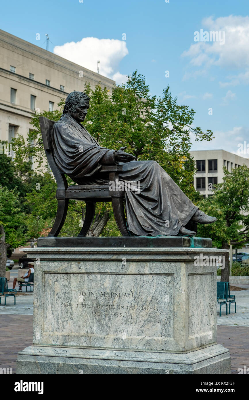 Chief Justice John Marshall, John Marshall Park, Magistratura Square, Washington DC Foto Stock