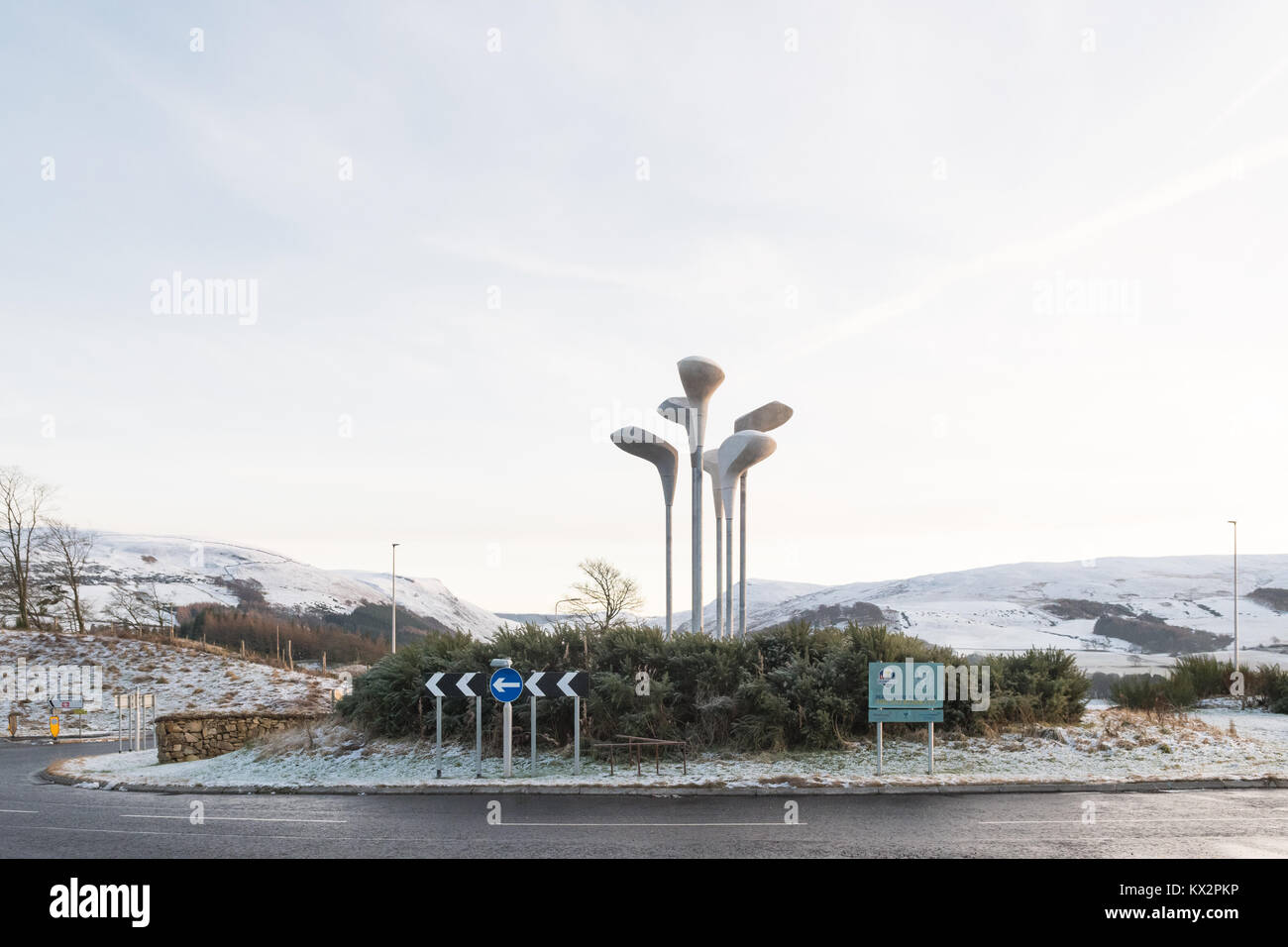 Giant Golf Club sulla rotonda vicino al villaggio di Gleneagles, A823 Perthshire, Scotland, Regno Unito Foto Stock