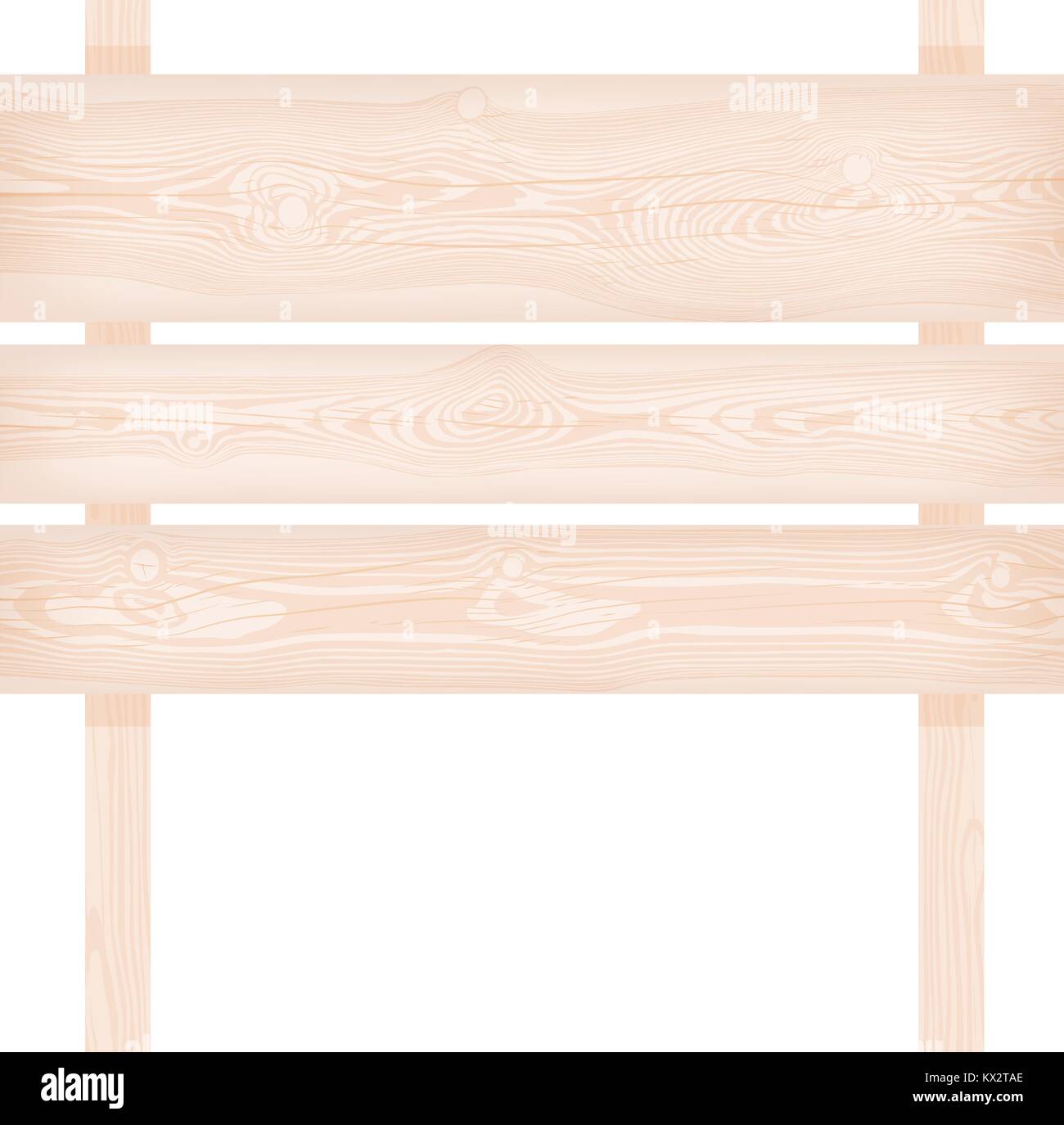 Naturale in legno a trama tre assi e i due poli cartello con nodi e crepe illustrazione vettoriale Illustrazione Vettoriale