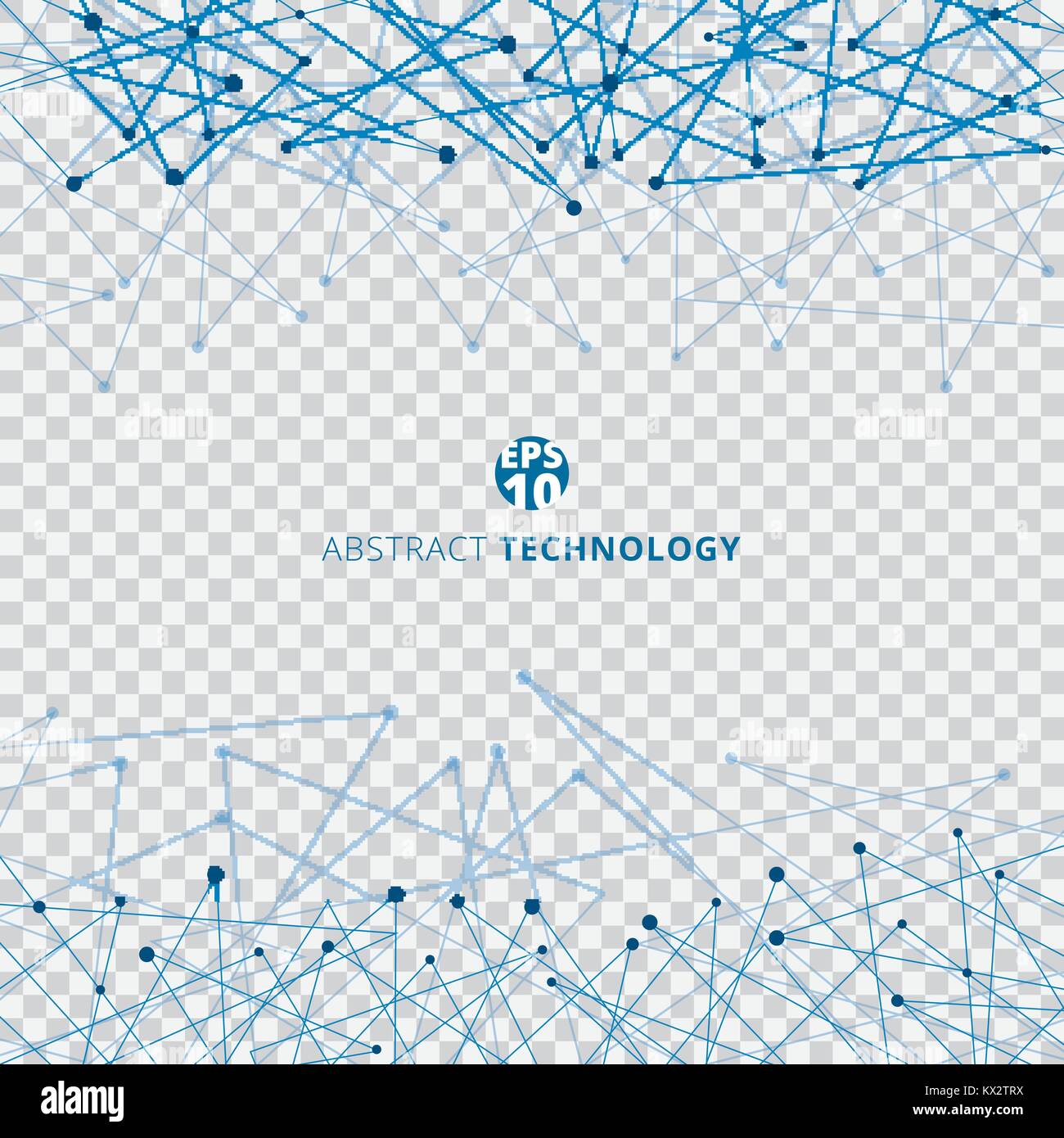 Tecnologia astratta maglia blu con punti su sfondo trasparente. Tecno design del futuro digitale dei dati. Illustrazione Vettoriale Illustrazione Vettoriale