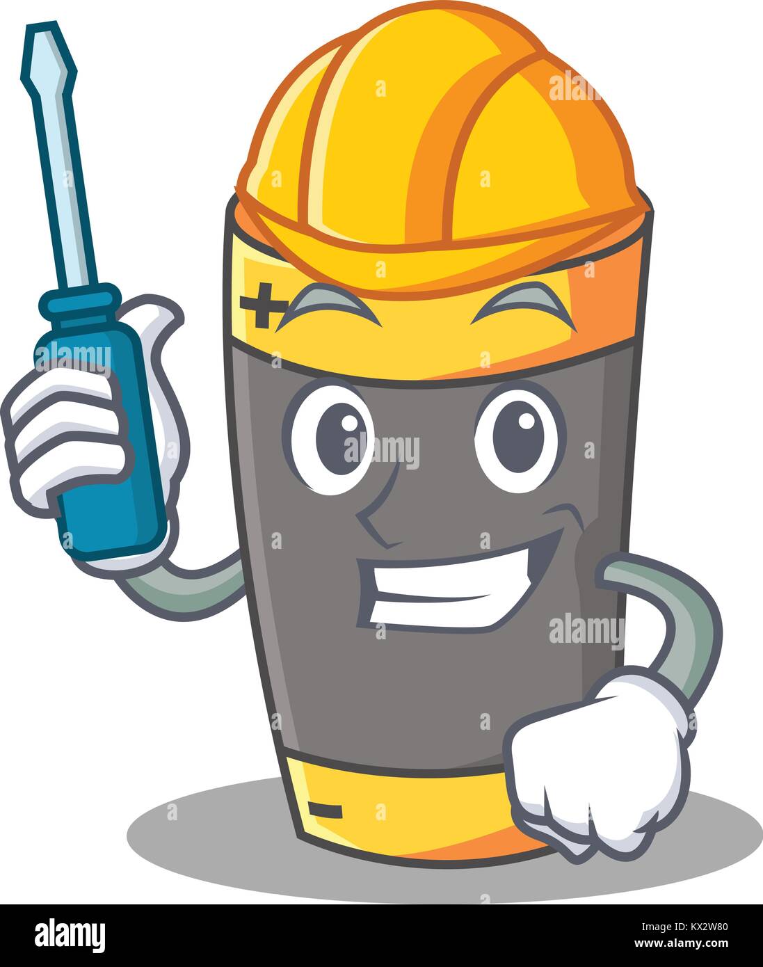 Automotive mascotte della batteria in stile cartone animato Illustrazione Vettoriale