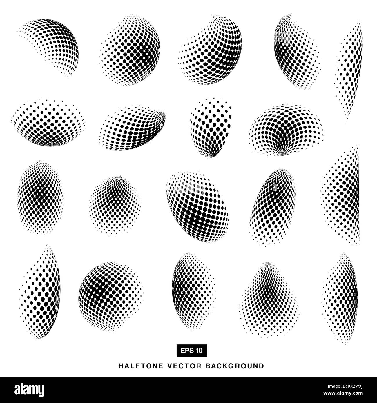 Abstract in bianco e nero di vettori di mezzitoni set cerchio di isolato moderno elemento di design Illustrazione Vettoriale