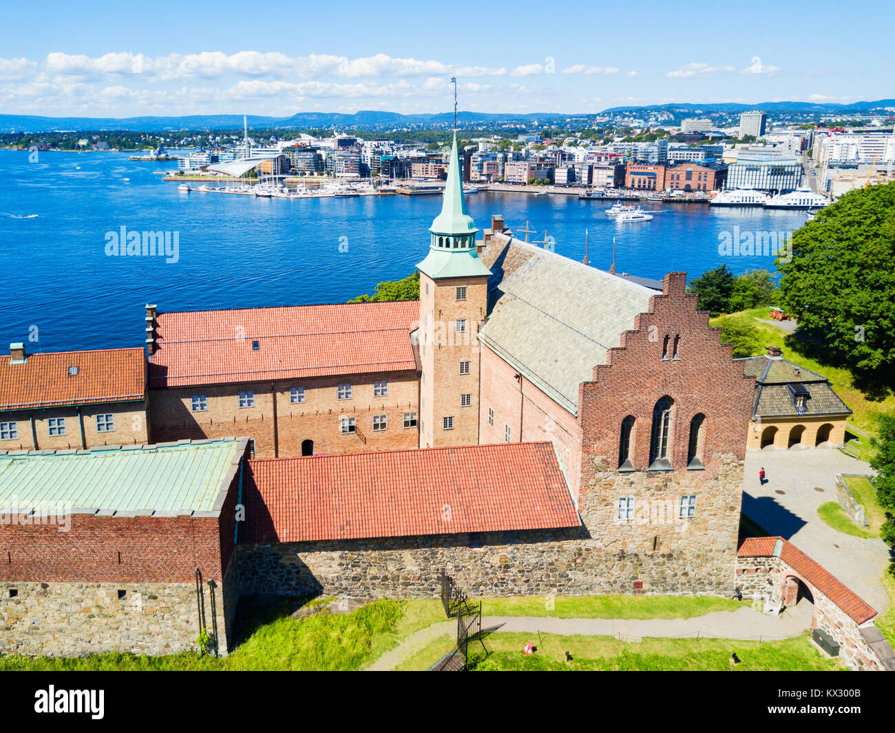 La Fortezza di Akershus a Oslo, Norvegia. Akershus Festning è una fortezza medievale che è stata costruita per proteggere Oslo. Foto Stock