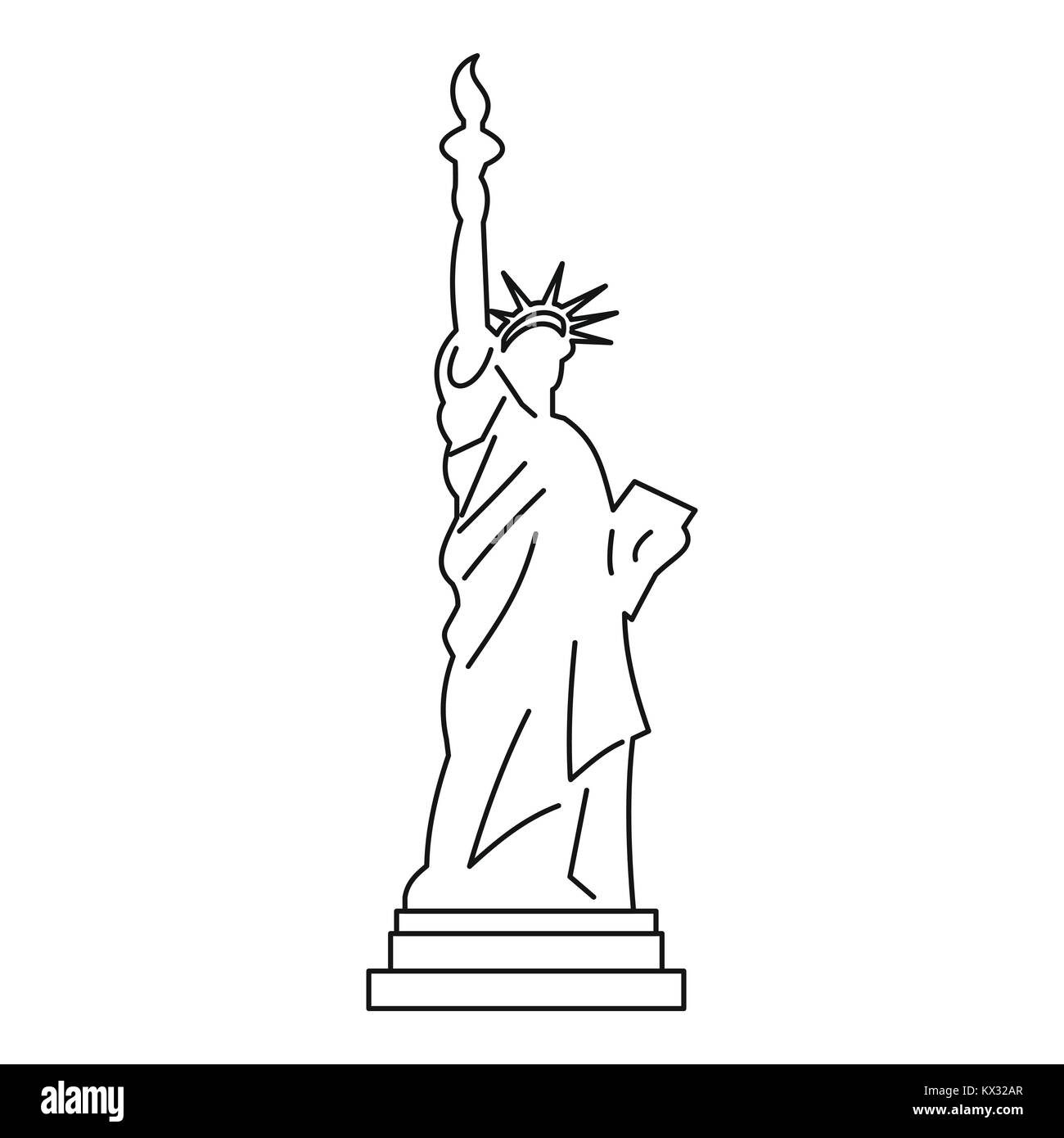 Statua della Libertà , l'icona di stile di contorno Illustrazione Vettoriale