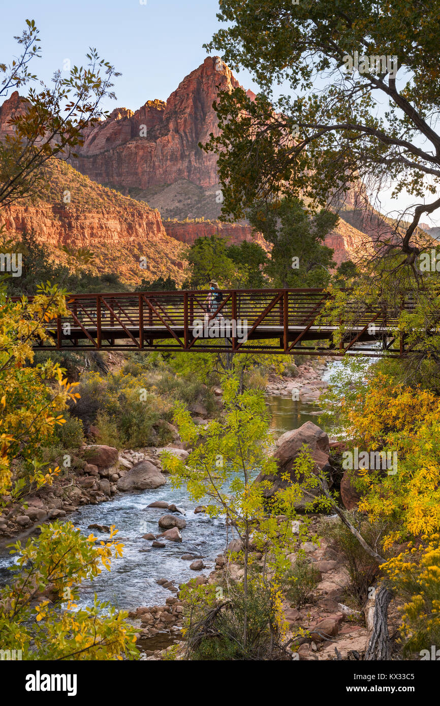 Il più famoso e iconico punto di riferimento in Zion National Park nello Utah. Foto Stock