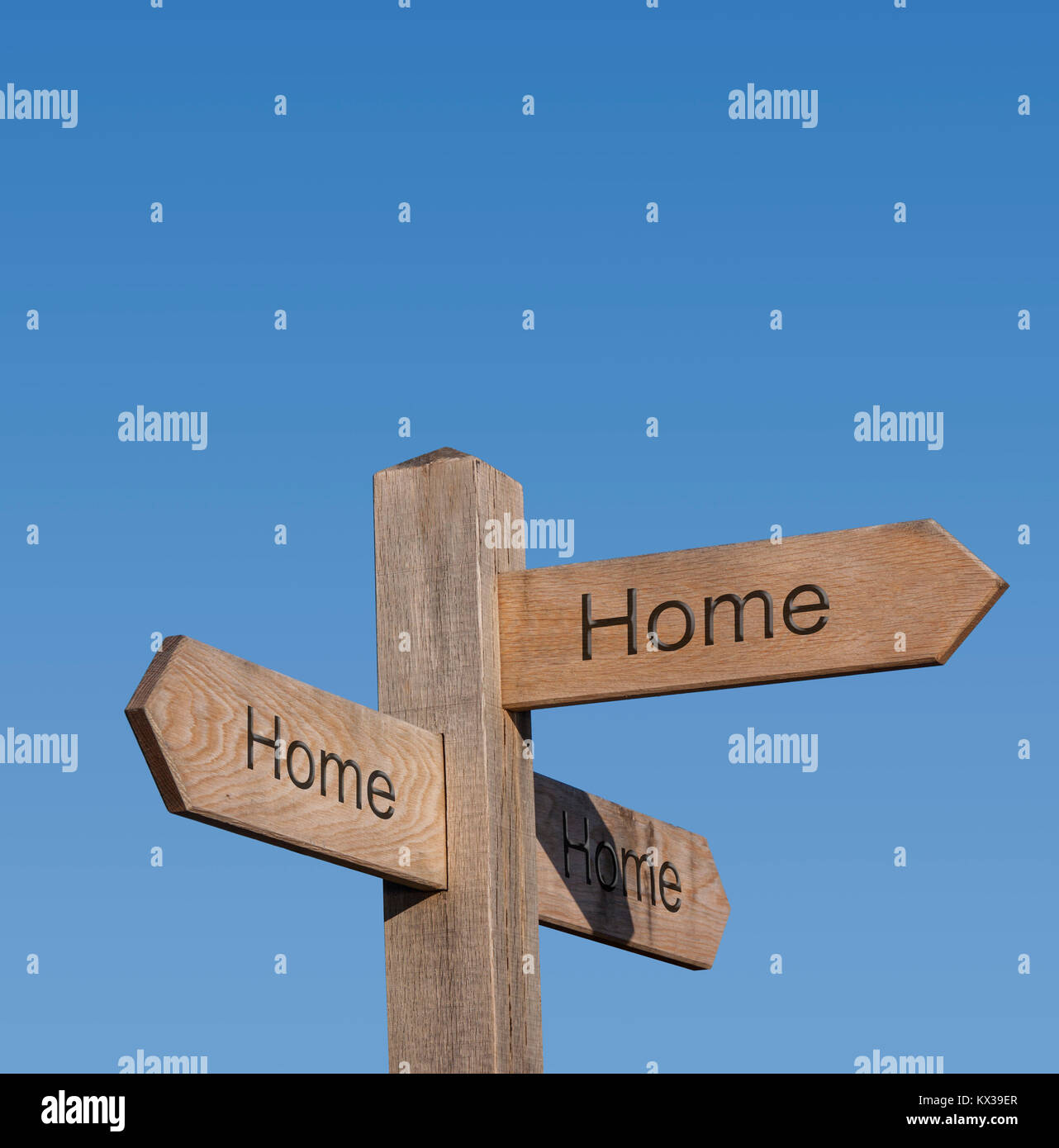 Indicazioni che mostra la strada di casa. Foto Stock