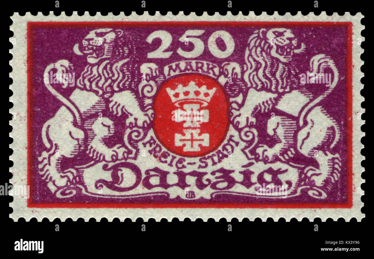 Una rappresentazione del grande stemma di Danzica del 1923, che illustra i simboli araldici usati nella città libera di Danzica. Foto Stock