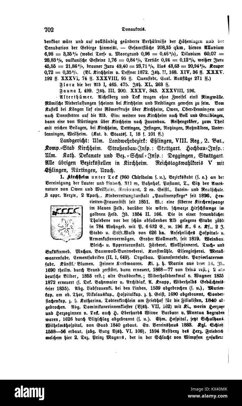 Pagina 702 di "Das Königreich Württemberg III", pubblicata nel 1886 dal Royal Statistical Office, contenente i dati statistici sulla salute e il benessere nel Regno di Württemberg. Foto Stock