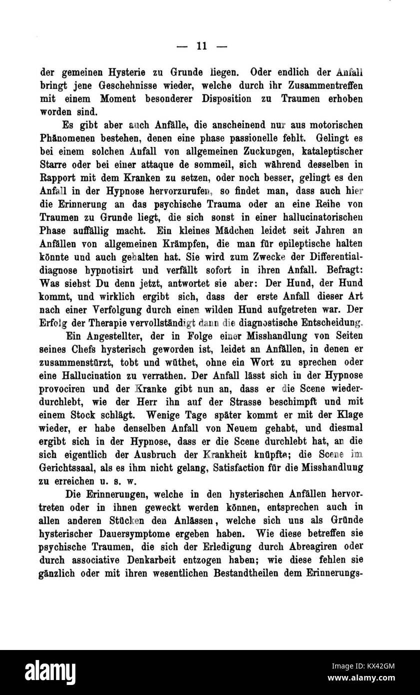 "De Studien über Hysterie 01" è un testo medico storico di Sigmund Freud e Josef Breuer che esamina i casi di isteria, i suoi sintomi e i primi approcci psicoanalitici. Foto Stock