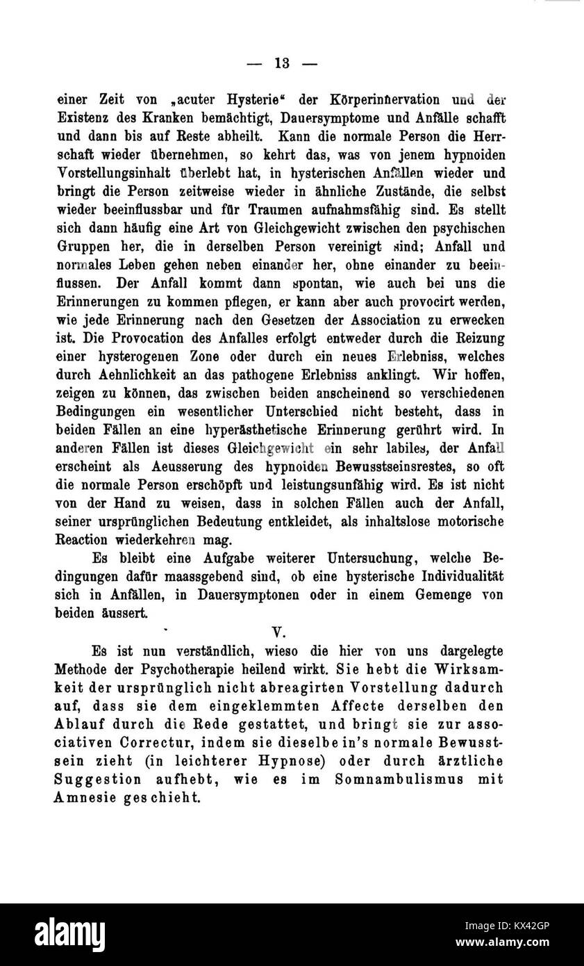 Frontespizio di "De Studien über Hysterie", un lavoro sugli studi neurologici e psicologici dell'isteria, esplorando casi di studio e osservazioni cliniche. Foto Stock