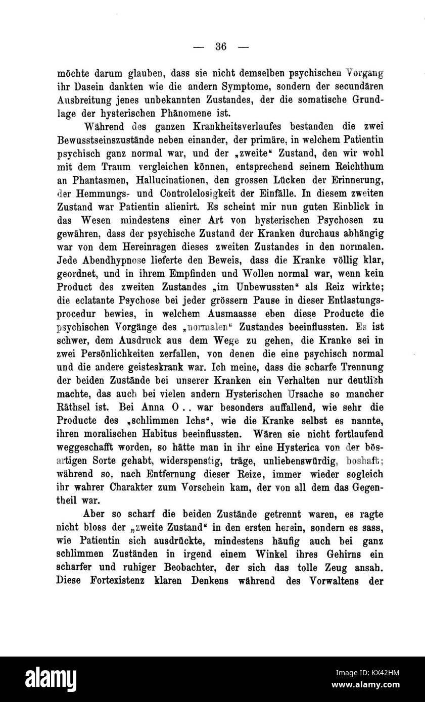 Questa voce si riferisce a "studi sull'isteria", pagina 36, che documenta le osservazioni cliniche e psicologiche, i casi di studio e la teoria medica precoce. Foto Stock