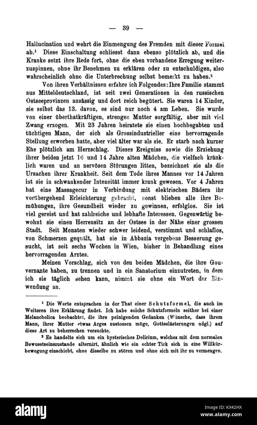 Uno studio storico che documenta la ricerca psicologica e medica sull'isteria, presentando i risultati e le interpretazioni della psicoanalisi precoce. Foto Stock