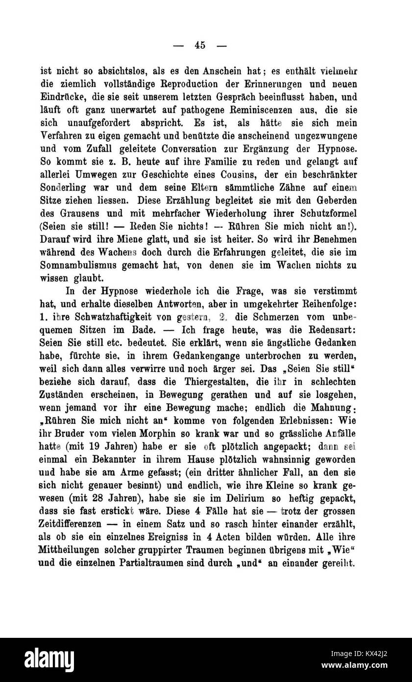 Questa voce si riferisce a "studi sull'isteria", pagina 45, che documenta i casi clinici, le osservazioni neurologiche e la teoria psicologica precoce. Foto Stock