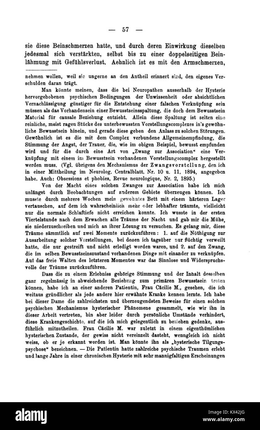 Questa sezione del De Studien über Hysterie registra casi di studio e analisi teoriche dell'isteria in un contesto storico medico e psicologico. Foto Stock
