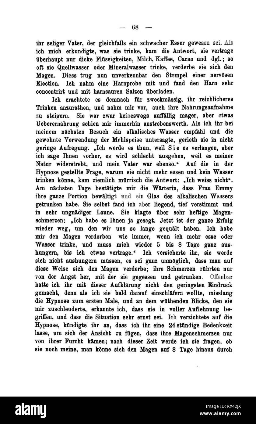 Questa pagina di *De Studien über Hysterie* continua l'esplorazione di Freud degli effetti psicologici dell'isteria, approfondendo i sintomi mentali e fisici sperimentati dai pazienti. Foto Stock