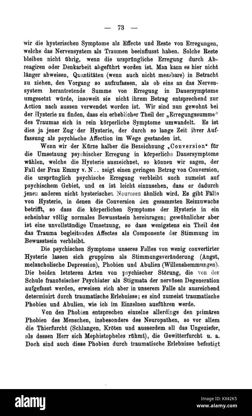 "De Studien über Hysterie" è un'opera psicologica storica che studia l'isteria, concentrandosi sulle sue cause, effetti e analisi medica e psicologica precoce. Foto Stock