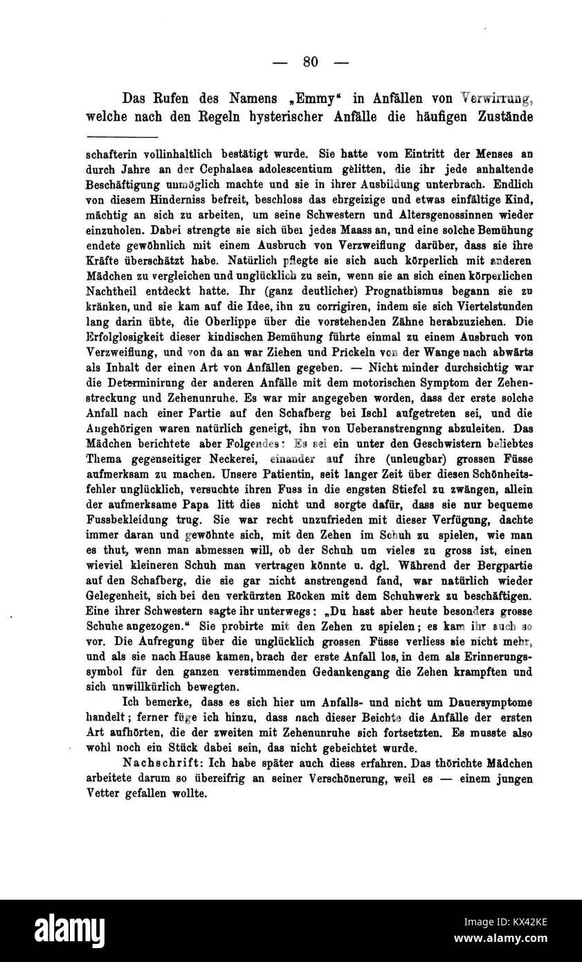 Pagina da "studi sull'isteria" che mostra note cliniche, analisi e documentazione dei sintomi del paziente Foto Stock