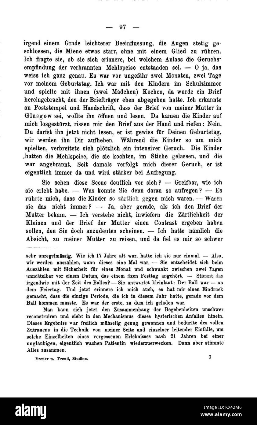 Pagina da "studi sull'isteria" che mostra i metodi di trattamento, le note sul caso del paziente e la documentazione dei sintomi Foto Stock