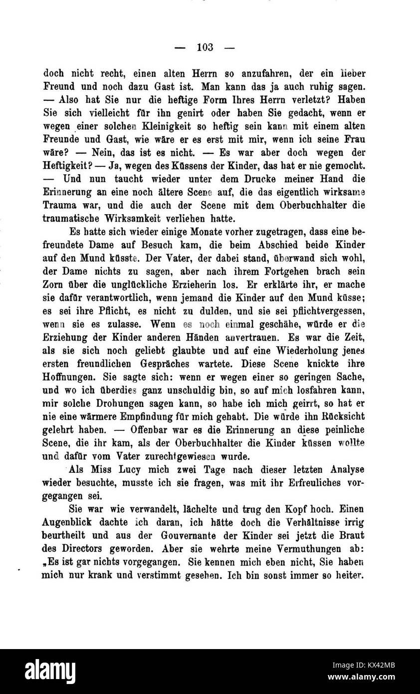 Pagina 103 di "studi sull'isteria", che fornisce osservazioni cliniche e analisi dei casi di isteria, contribuendo alla ricerca psicologica e psichiatrica precoce. Foto Stock