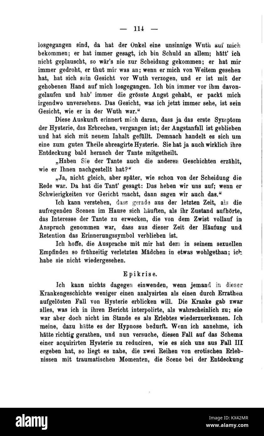 "De Studien über Hysterie" approfondisce l'isteria come condizione psicologica e offre una visione delle prime teorie e della comprensione della salute mentale e dei disturbi mentali alla fine del XIX secolo, dando forma al campo della psicologia. Foto Stock