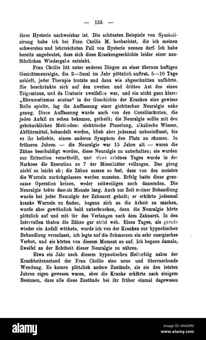 Pagina 108 di De Studien über Hysterie fornisce la documentazione clinica sui casi di isteria, sottolineando i metodi diagnostici e le osservazioni terapeutiche nello studio psicologico storico. Foto Stock