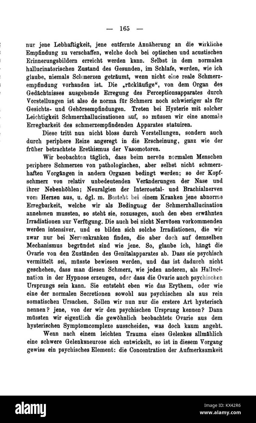 Pagina 165 di De Studien über Hysterie presenta case history dettagliate, sottolineando sintomi, esperienze dei pazienti e l'applicazione delle prime tecniche di ricerca psicologica. Foto Stock