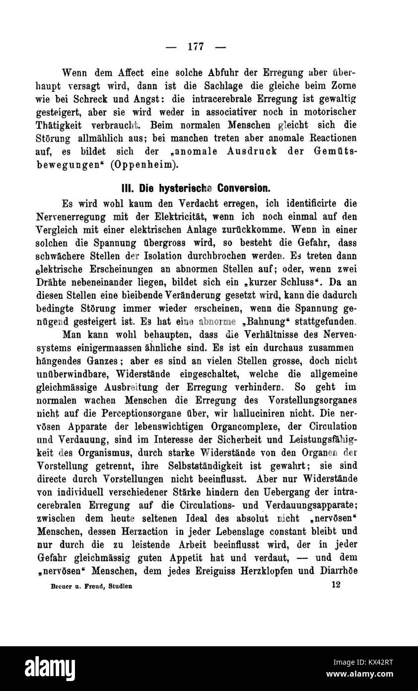 "De Studien über Hysterie" esamina il concetto di isteria nel contesto del XVIII secolo, esplorandone le implicazioni mediche e psicologiche. Il lavoro indaga la comprensione dell'isteria, un disturbo ampiamente discusso durante il tempo, dando forma alla prima teoria psichiatrica. Foto Stock